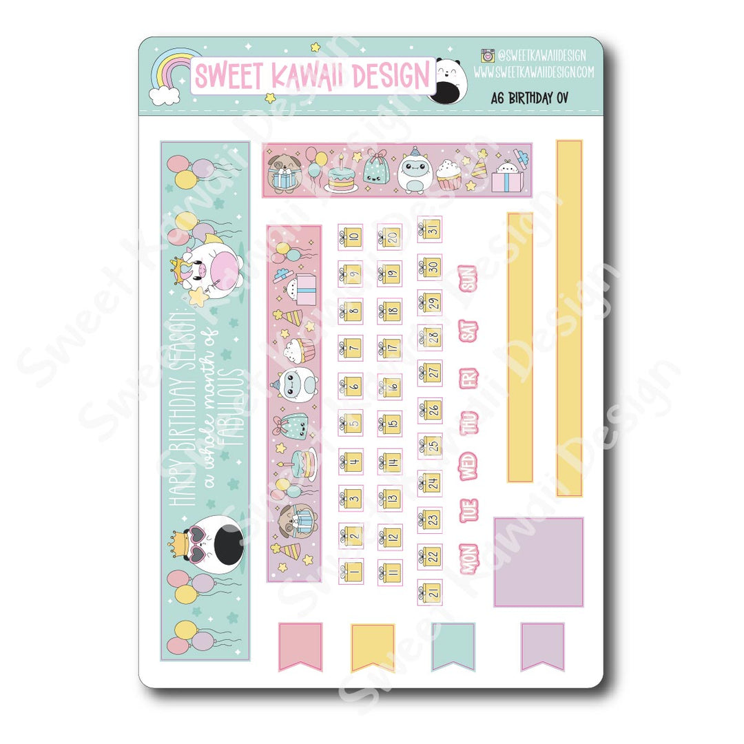 Birthday Monthly Overview Stickers - Hobo A6