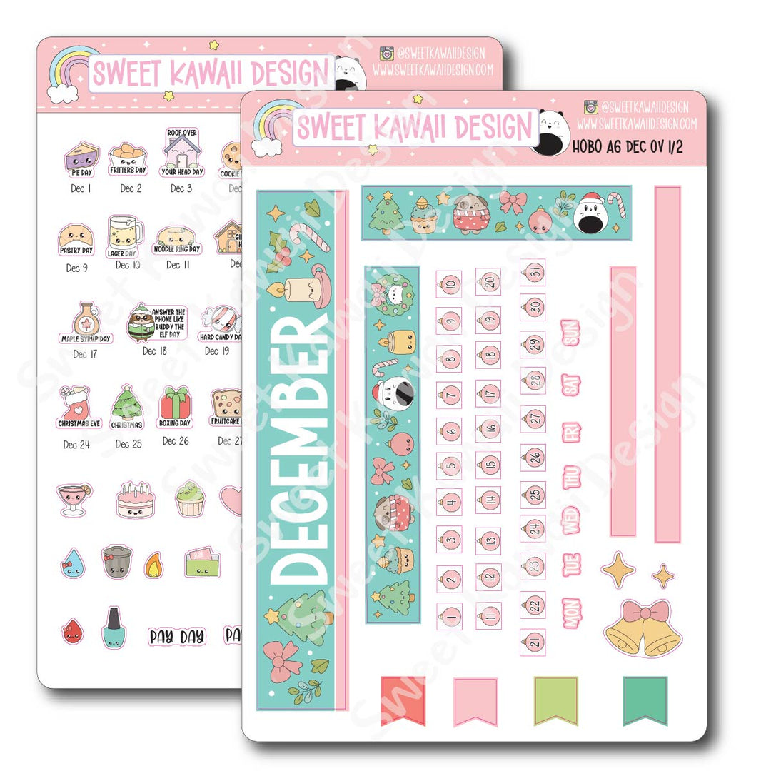 December 2025 Monthly Overview Stickers - Hobo A6