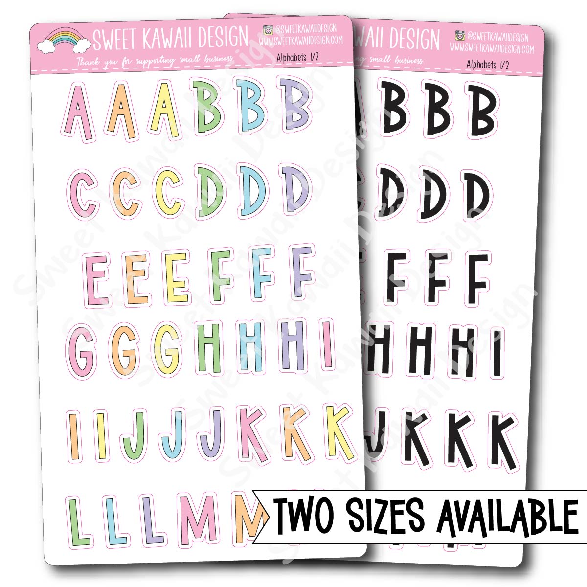 Alphabet Stickers Options Available Sweet Kawaii Design