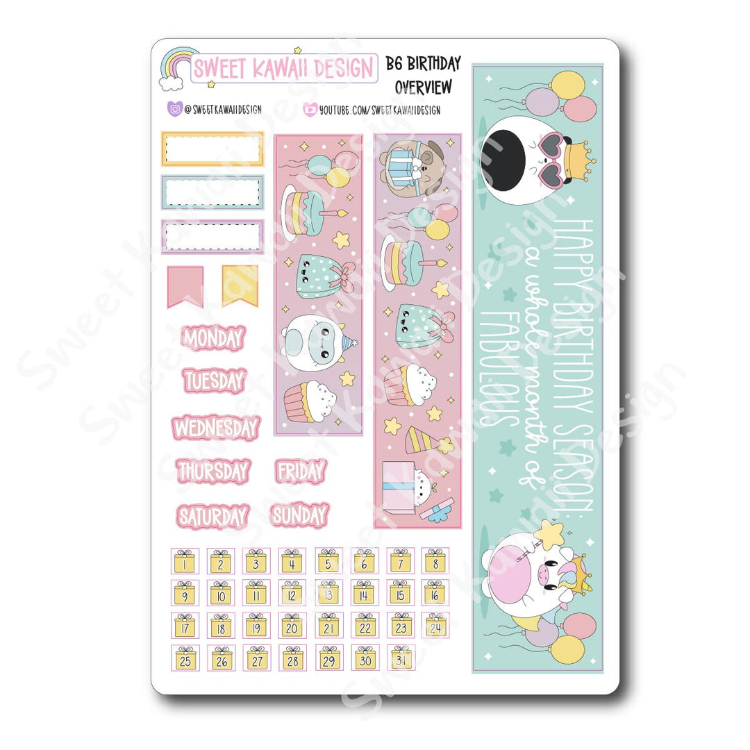 Birthday Monthly Overview Stickers - B6 (Annie Plans x Aura Estelle)