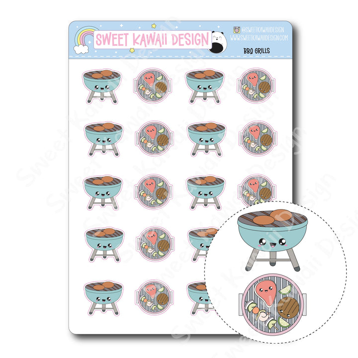 Kawaii BBQ Grill Stickers