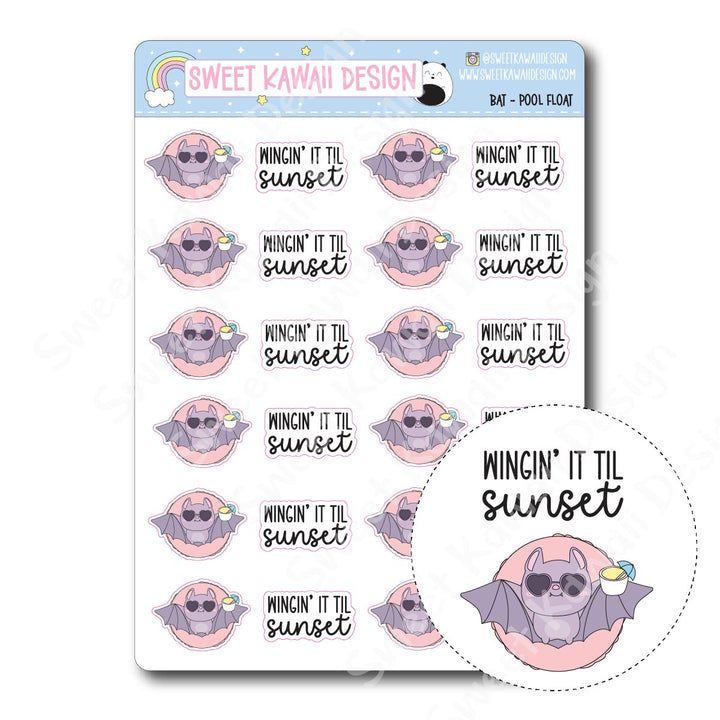 Kawaii Bat Stickers - Pool Float