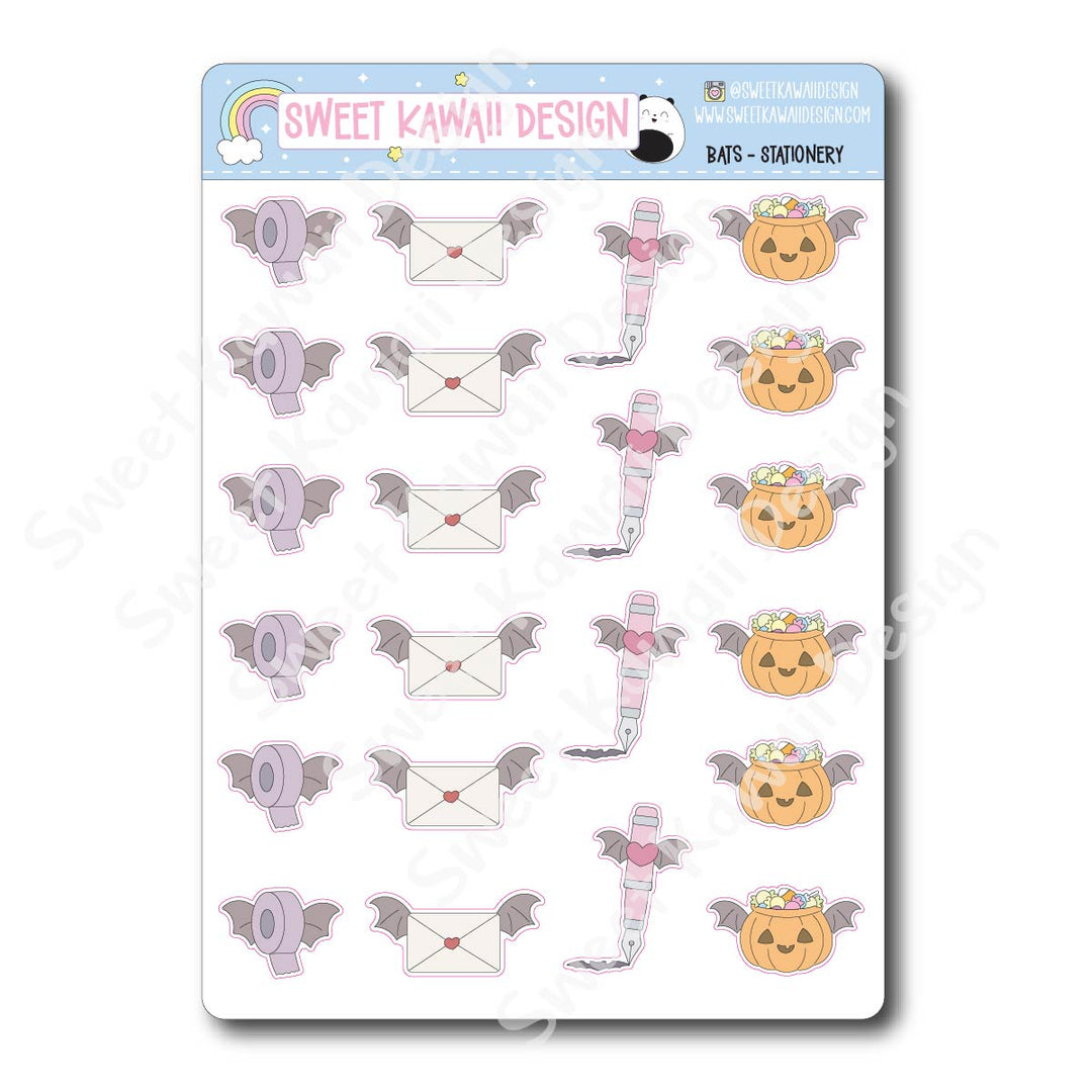 Kawaii Bat Stickers  - Bat Stationery