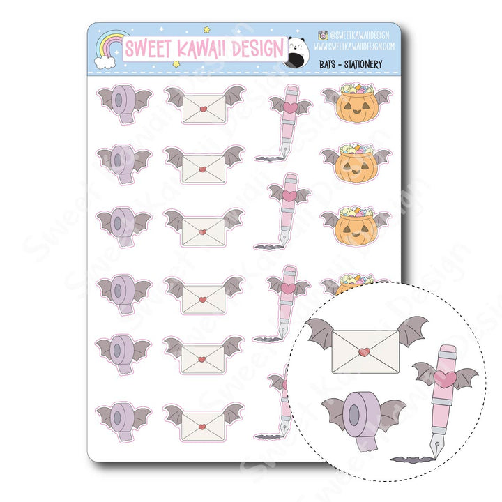 Kawaii Bat Stickers  - Bat Stationery