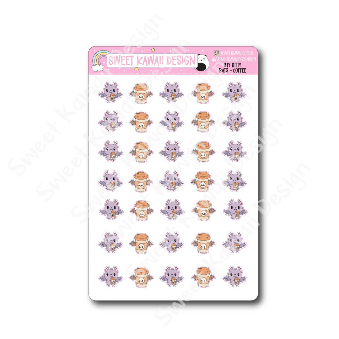 Kawaii Bat Stickers  - Coffee
