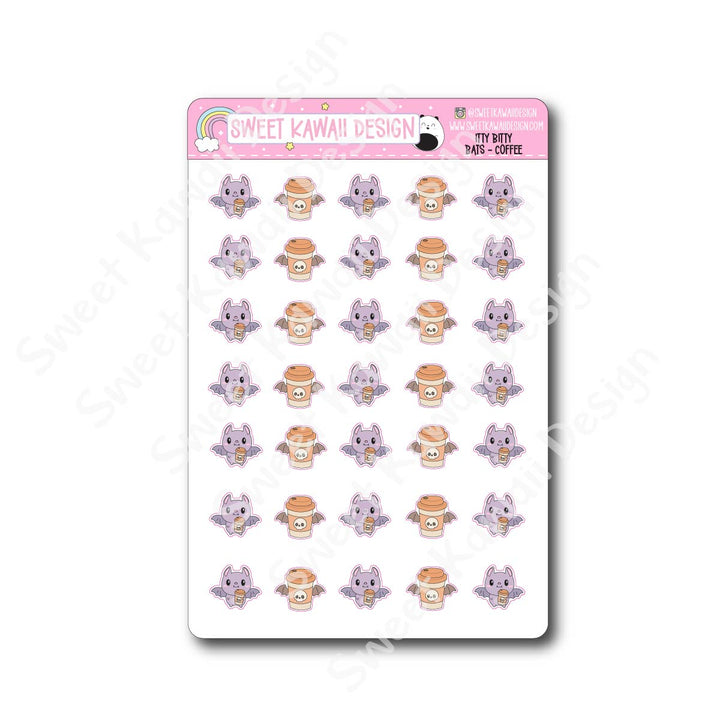 Kawaii Bat Stickers  - Coffee