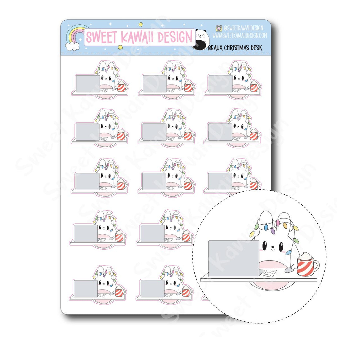 Kawaii Beaux Stickers - Christmas desk
