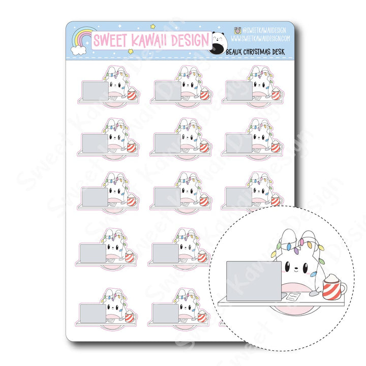 Kawaii Beaux Stickers - Christmas desk