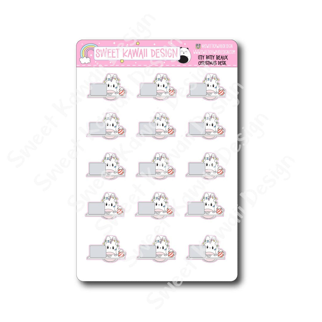 Kawaii Beaux Stickers - Christmas desk
