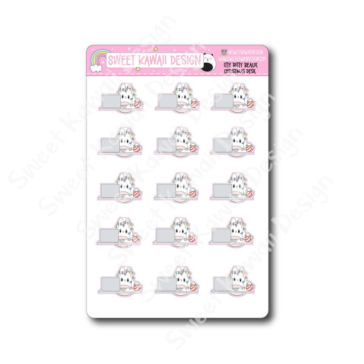 Kawaii Beaux Stickers - Christmas desk