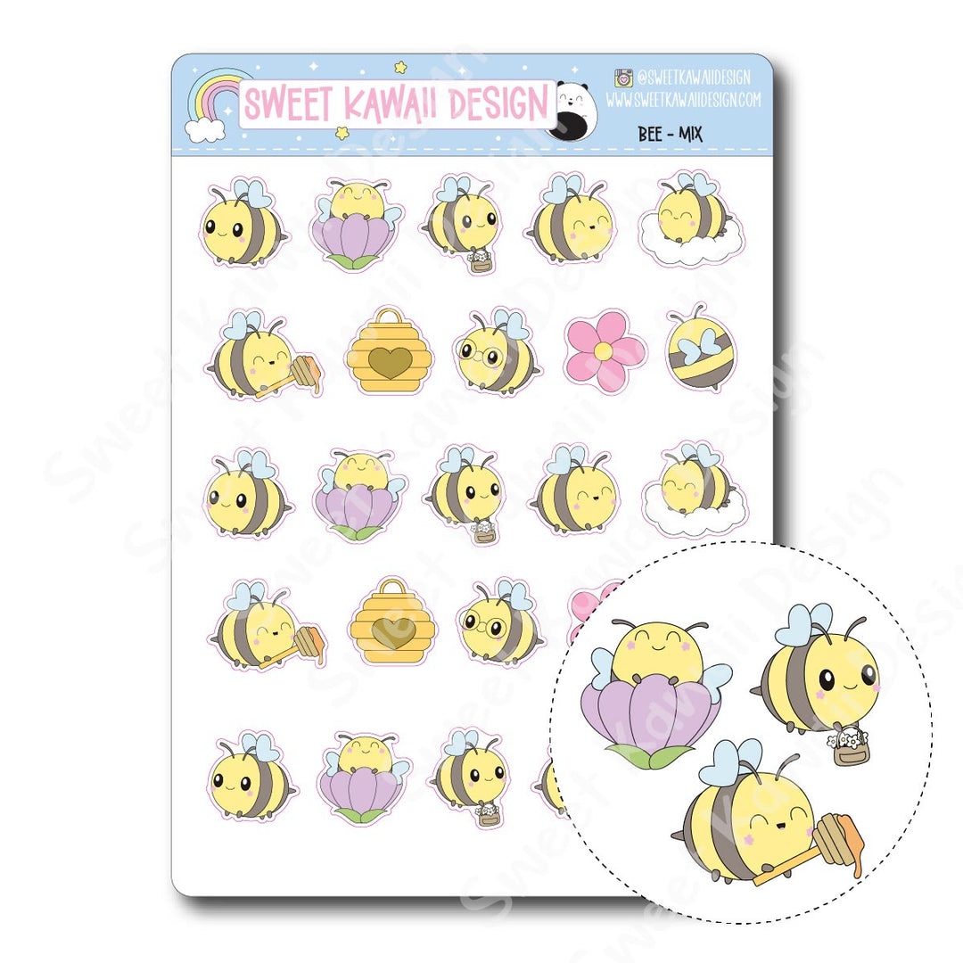 Kawaii Bee Stickers - Mix