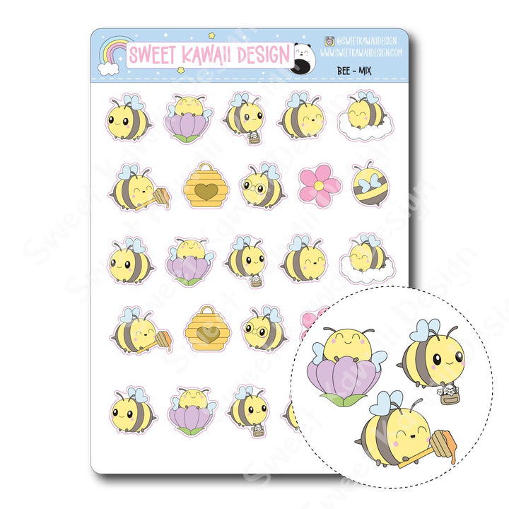 Kawaii Bee Stickers - Mix