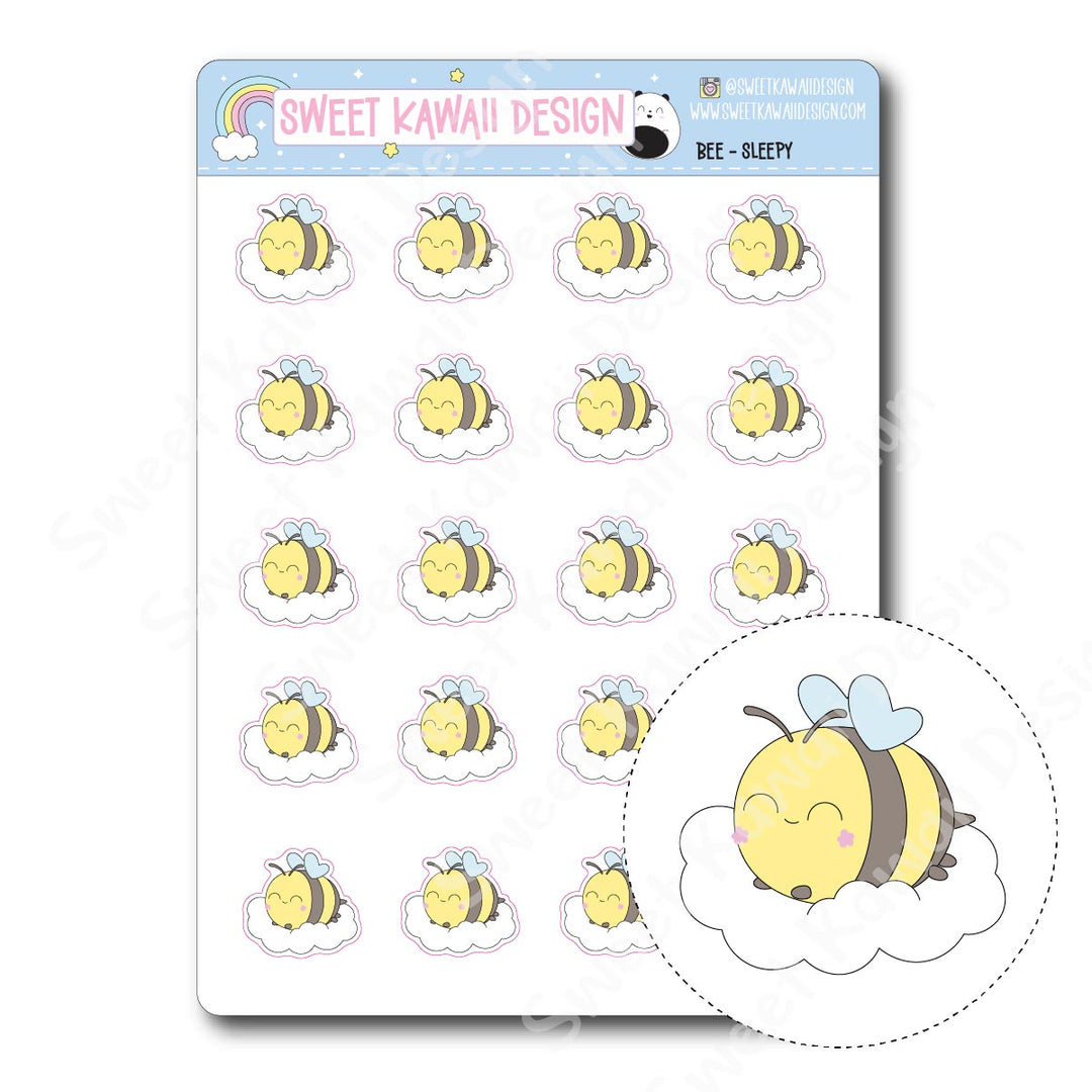 Kawaii Bee Stickers - Sleepy