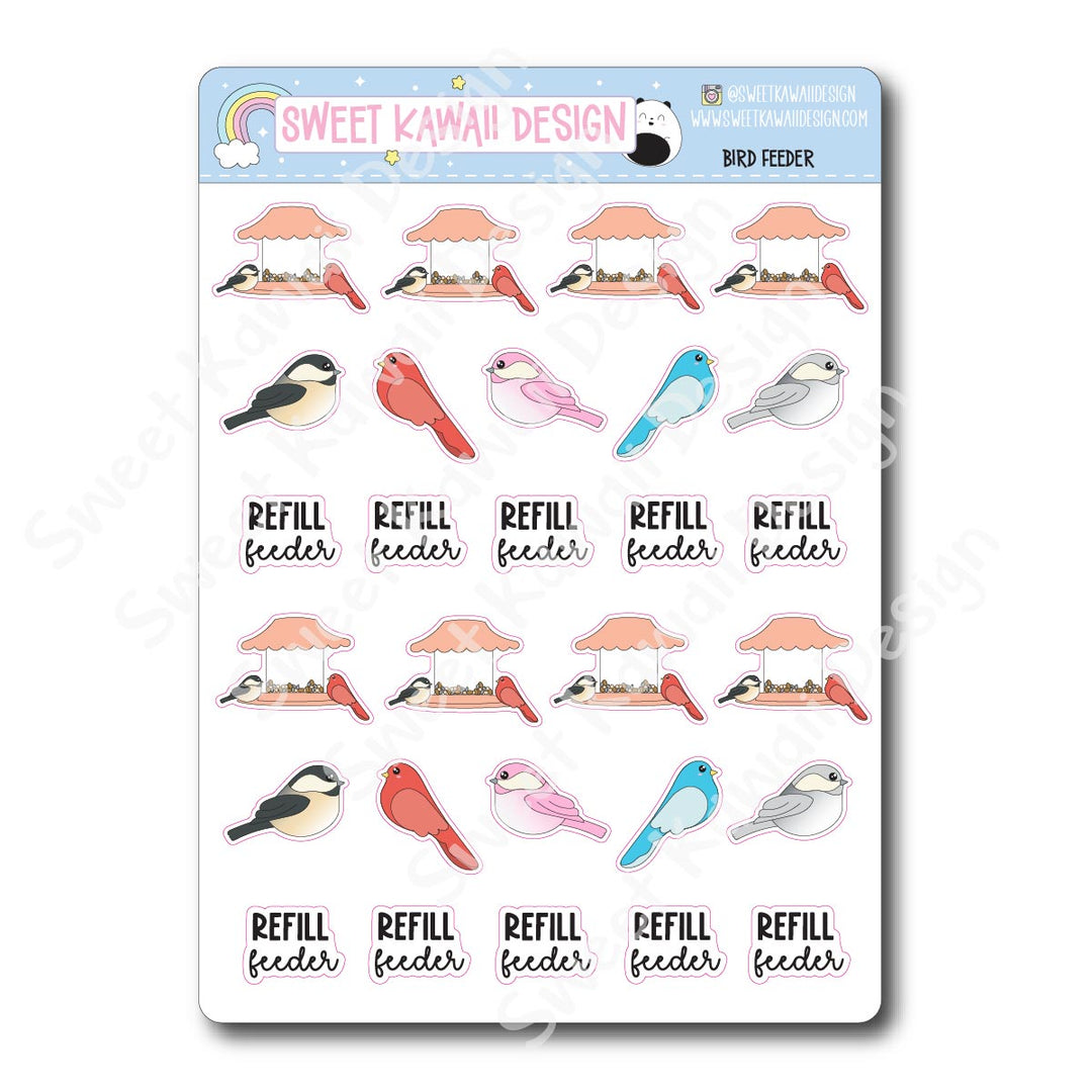 Kawaii Bird Feeder Stickers
