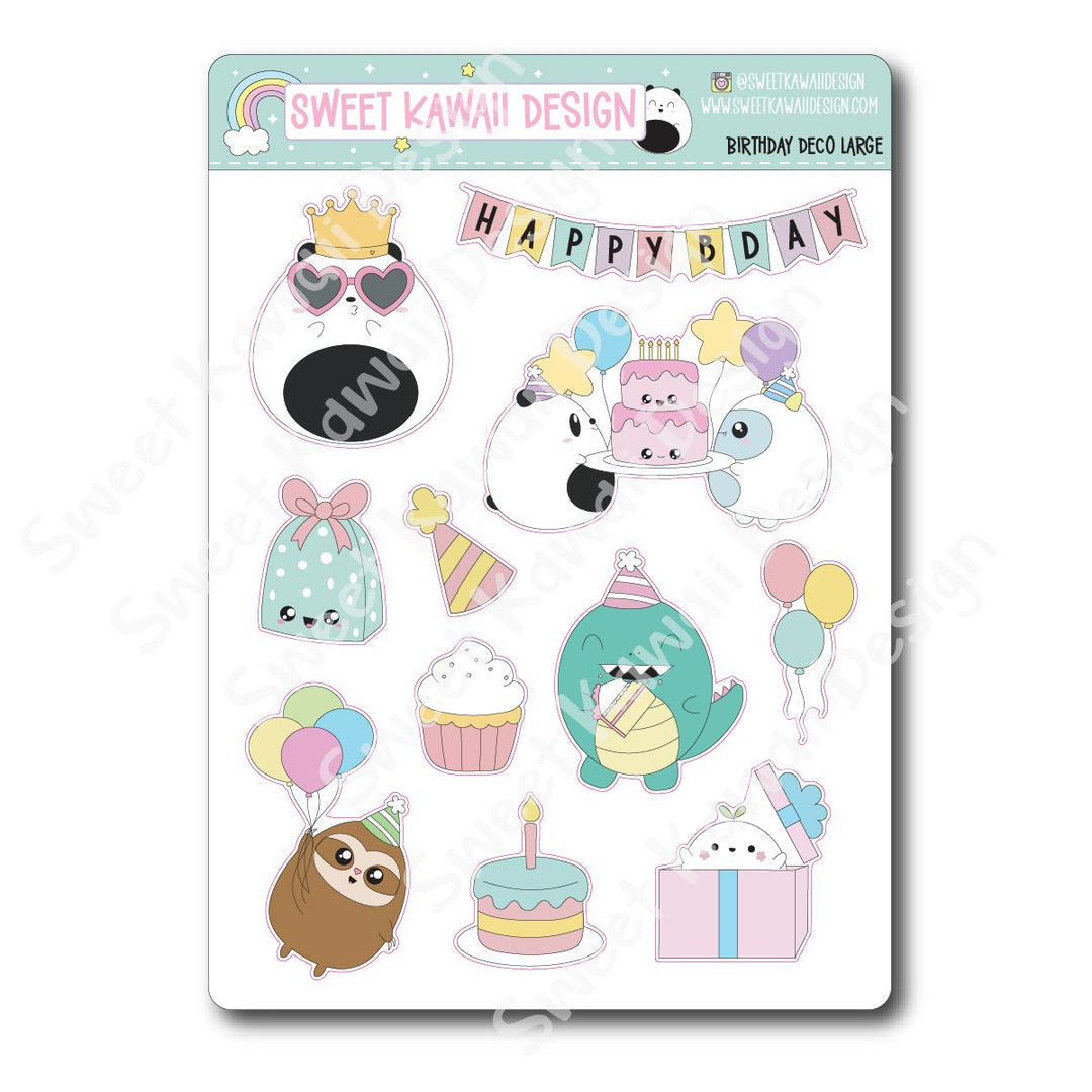 Kawaii Birthday Deco (LARGE) Stickers