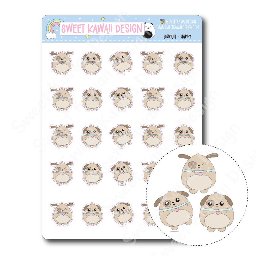 Kawaii Biscuit Stickers - Happy