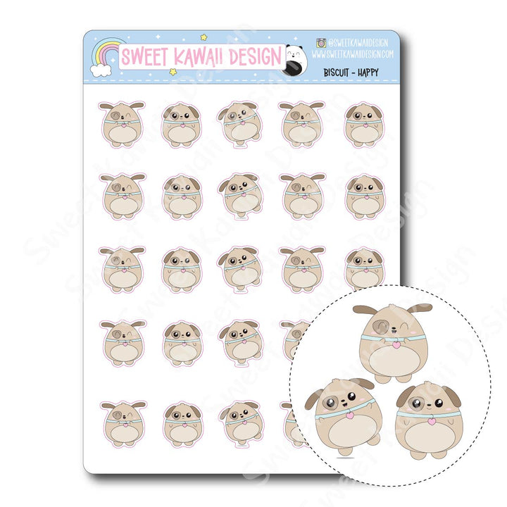 Kawaii Biscuit Stickers - Happy