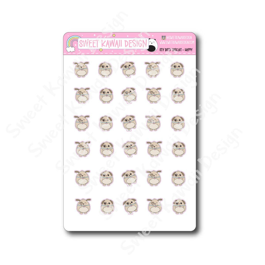 Kawaii Biscuit Stickers - Happy