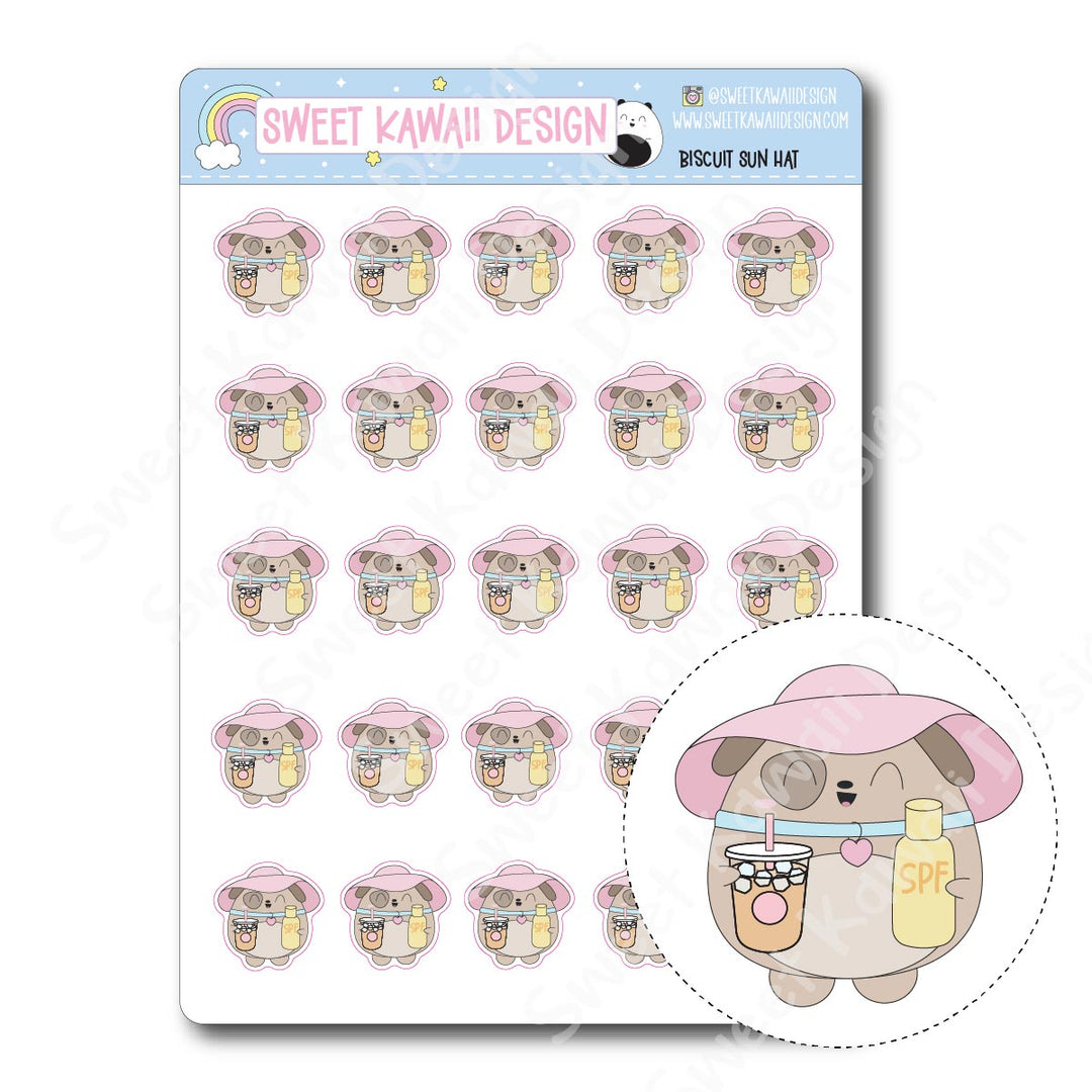 Kawaii Biscuit Stickers - Sun Hat