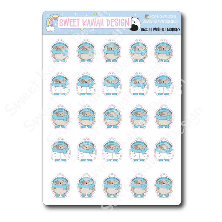 Kawaii Biscuit Stickers - Winter Emotions