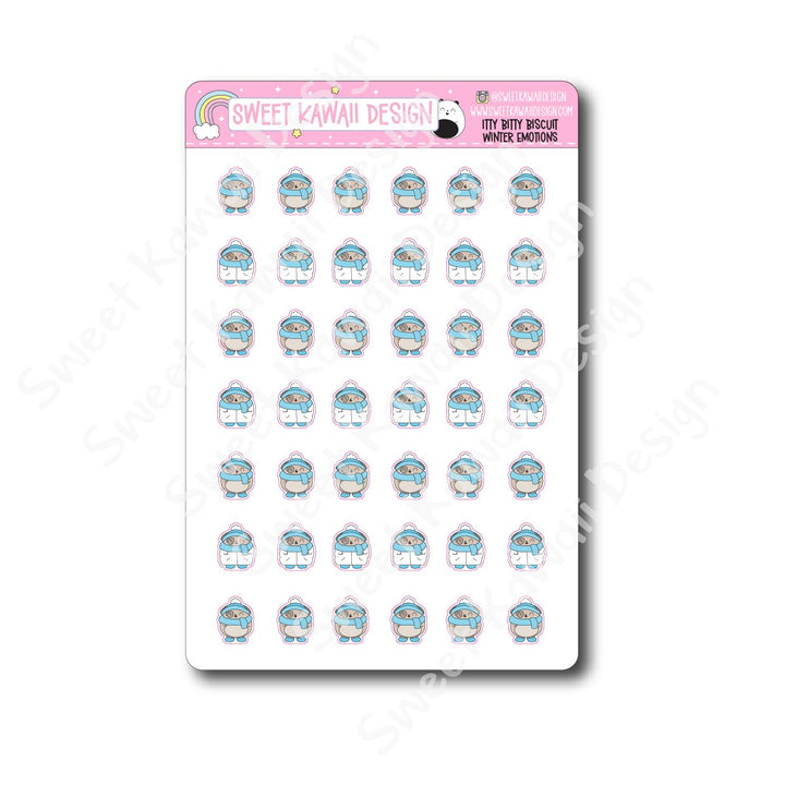 Kawaii Biscuit Stickers - Winter Emotions
