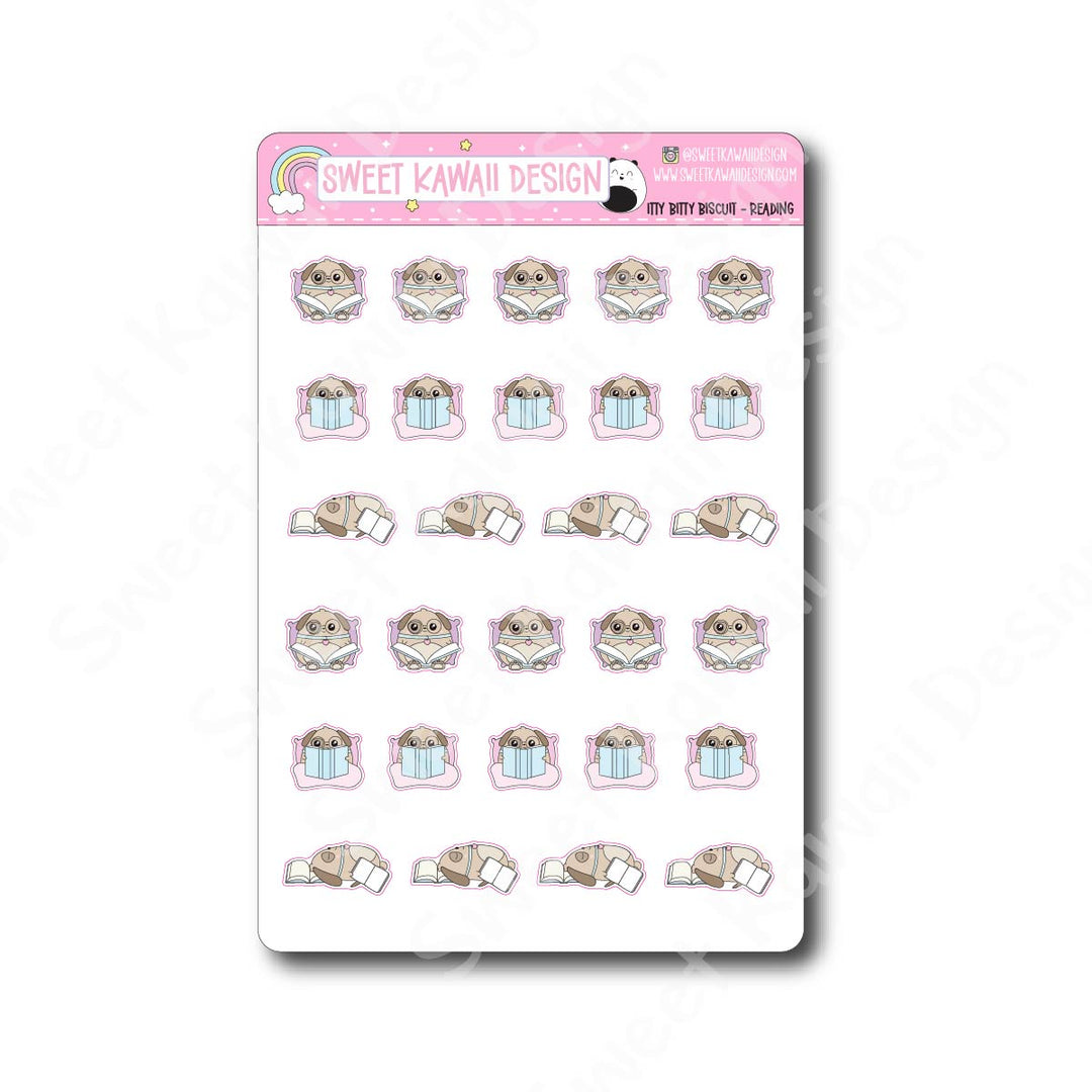 Kawaii Biscuit Stickers - Reading