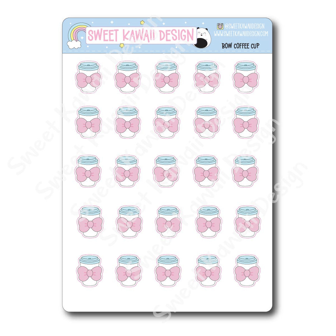 Kawaii Bow Coffee Cup Stickers