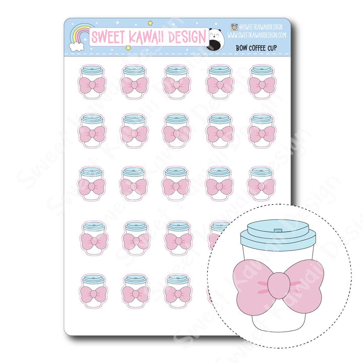 Kawaii Bow Coffee Cup Stickers