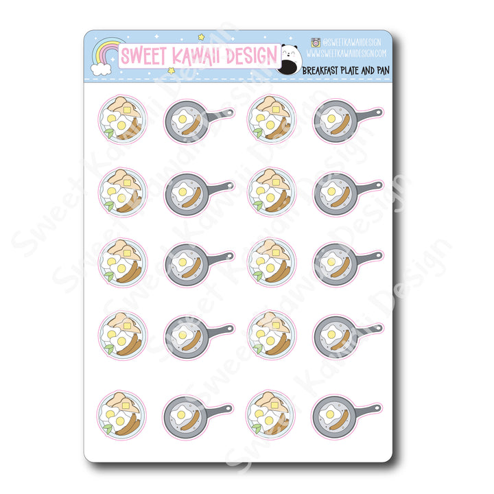Kawaii Breakfast Plate and Pan Stickers