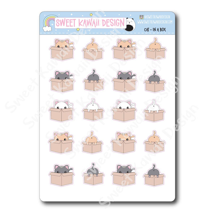 Kawaii Cat in a Box Stickers