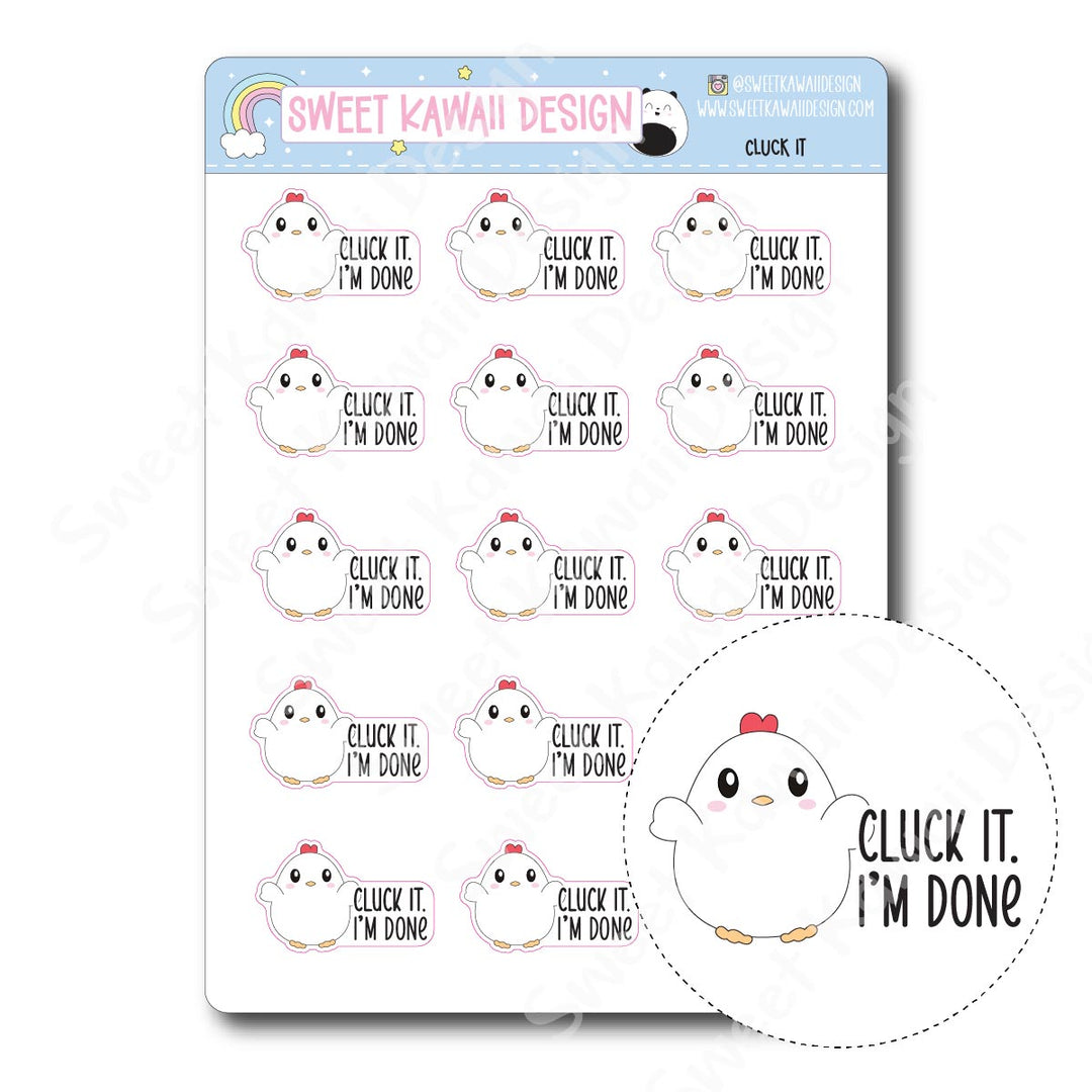 Kawaii Cluck It Stickers