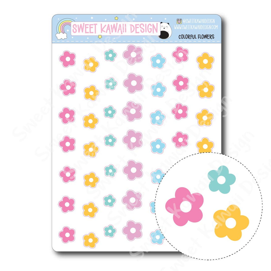 Kawaii Colorful Flower Stickers