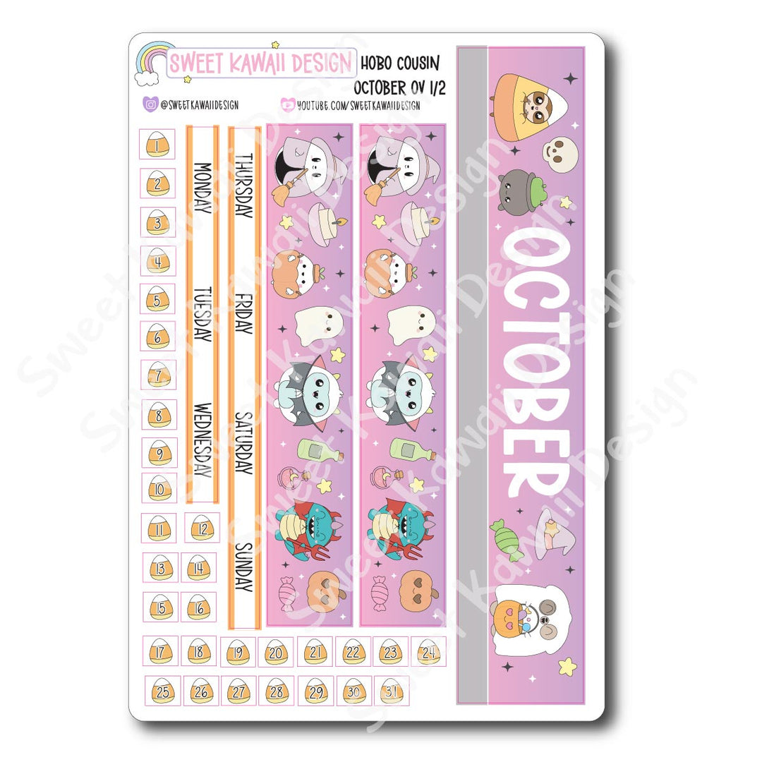 October 2025 Monthly Overview Stickers - Hobo COUSIN