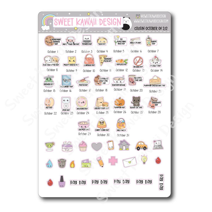 October 2025 Monthly Overview Stickers - Hobo COUSIN
