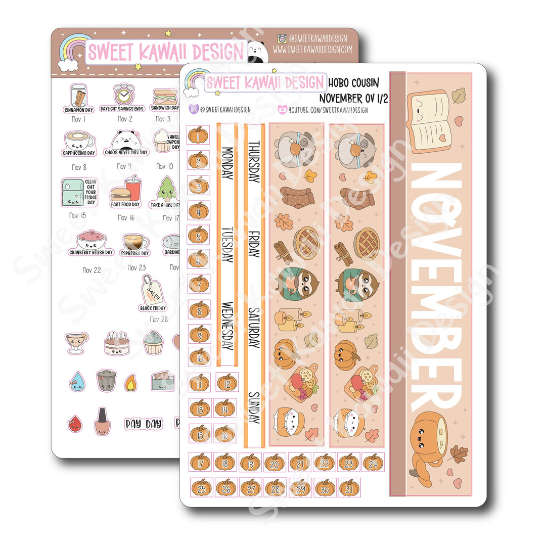 November 2025 Monthly Overview Stickers - Hobo COUSIN