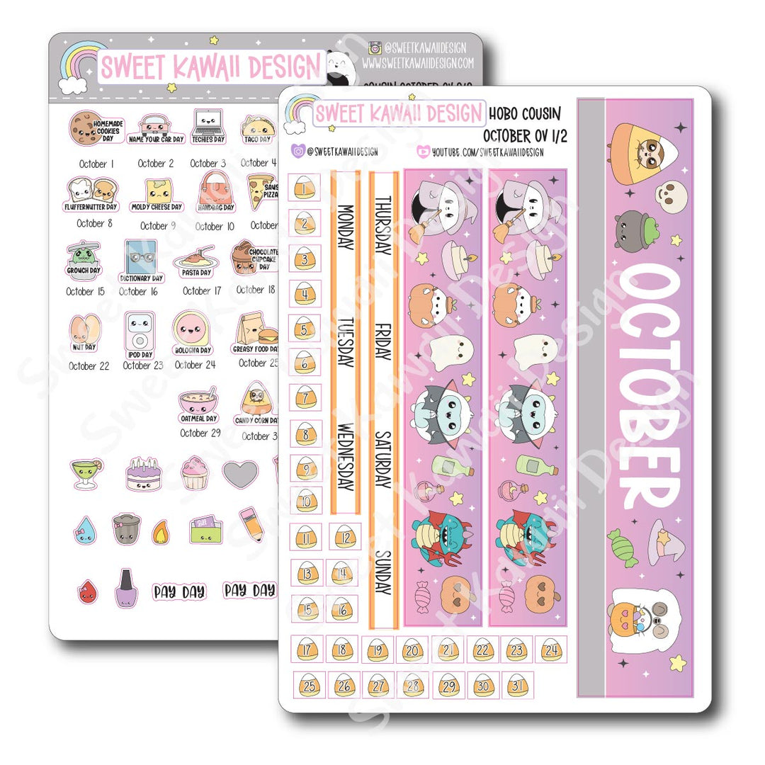 October 2025 Monthly Overview Stickers - Hobo COUSIN