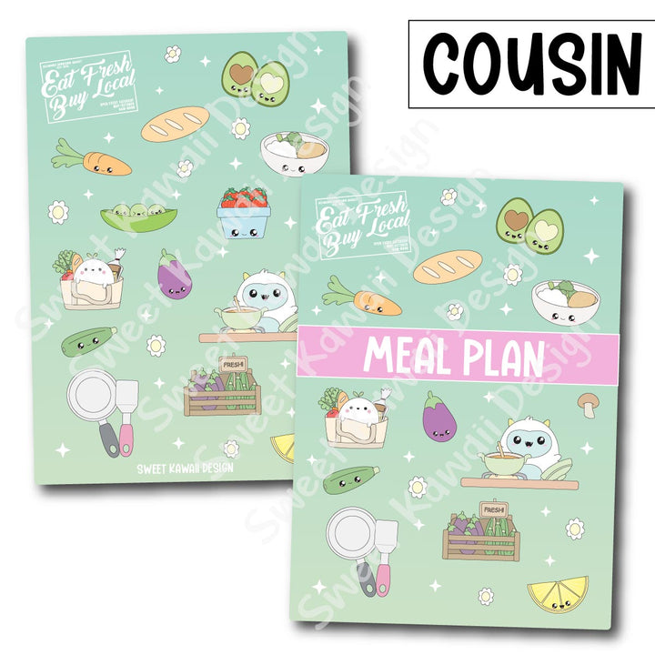 Planner Cover Stickers - Sizes Available - Meal Plan