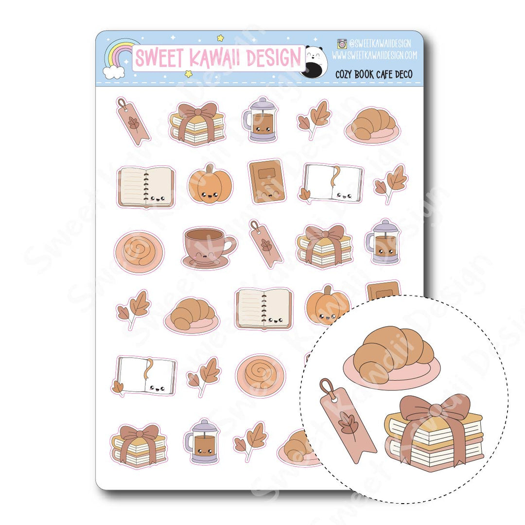 Kawaii Cozy Book Cafe Stickers