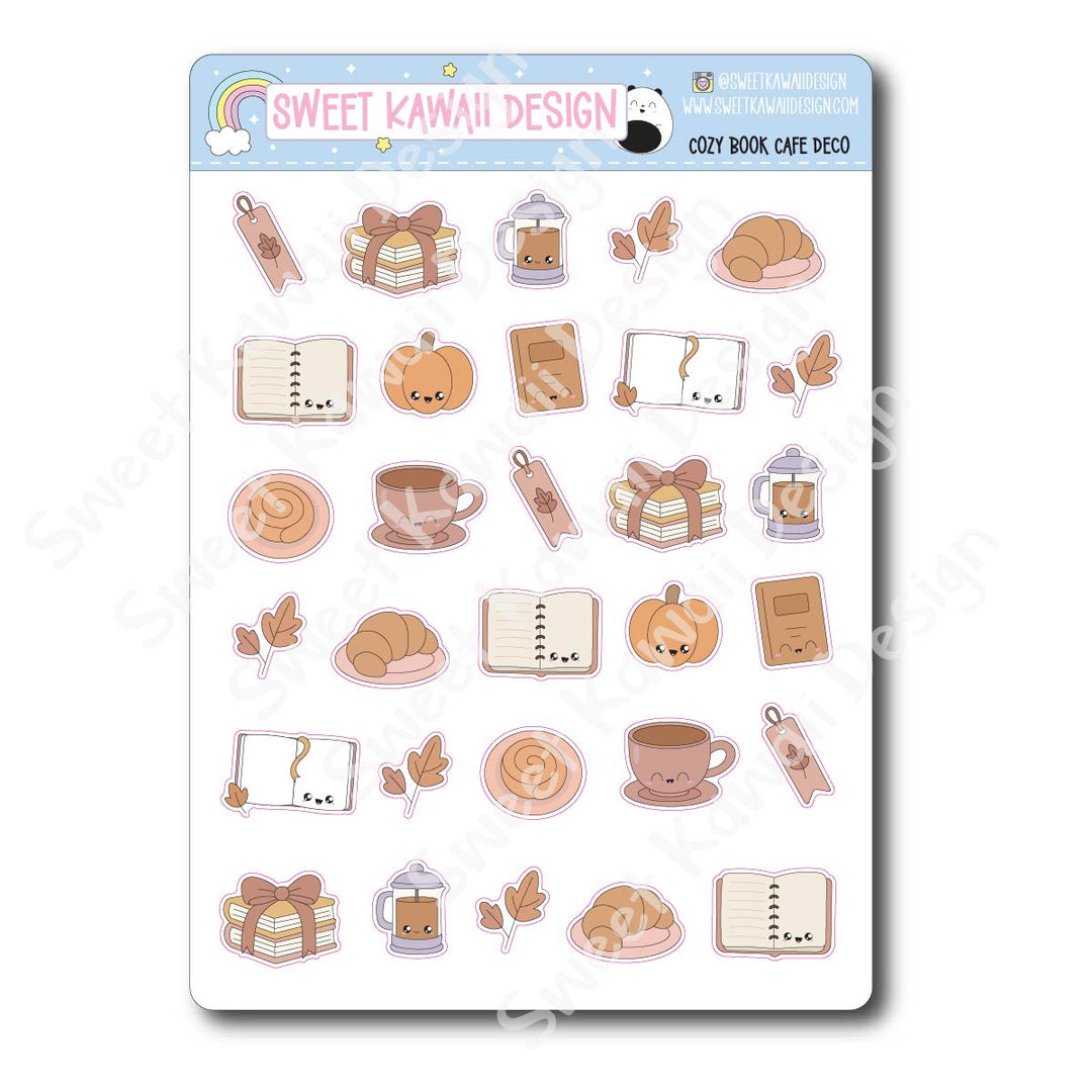 Kawaii Cozy Book Cafe Stickers