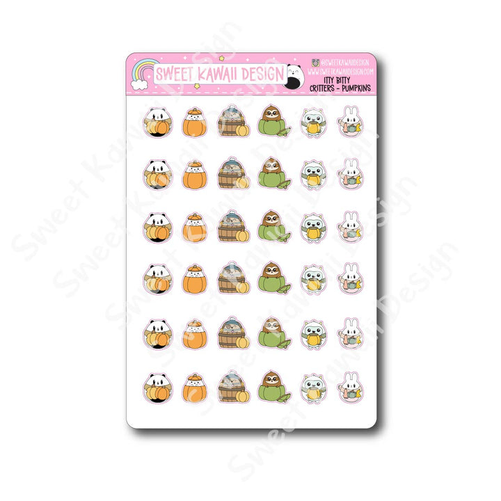 Kawaii Critter Stickers - Pumpkins