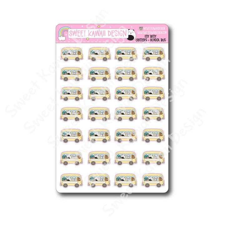 Kawaii Critter Stickers - School Bus