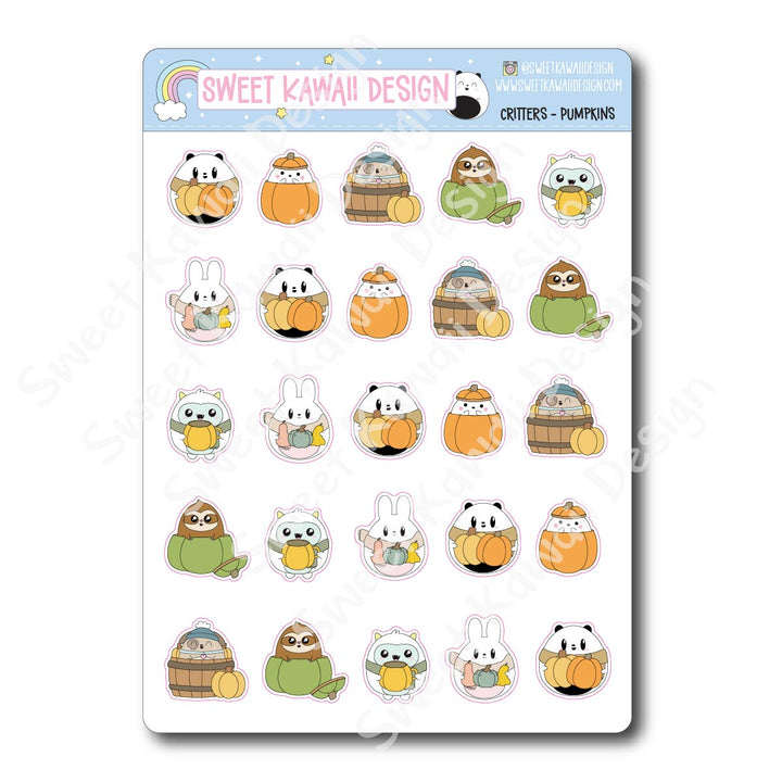 Kawaii Critter Stickers - Pumpkins