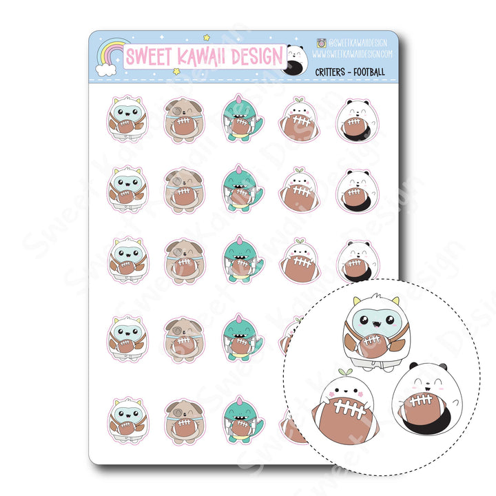 Kawaii Critters Stickers - Football