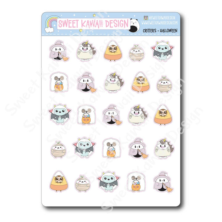 Kawaii Critter Stickers - Halloween