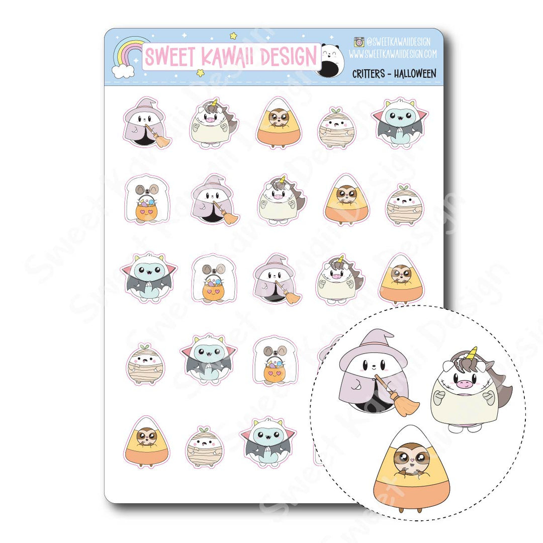 Kawaii Critter Stickers - Halloween