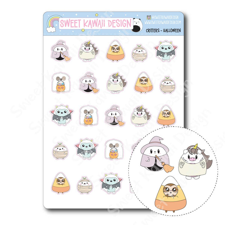 Kawaii Critter Stickers - Halloween