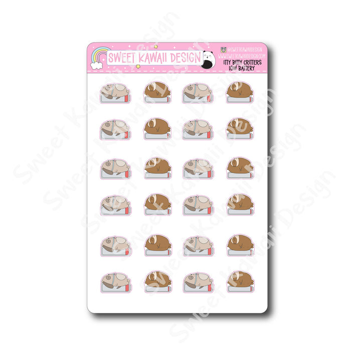 Kawaii Critter Stickers - Low Battery