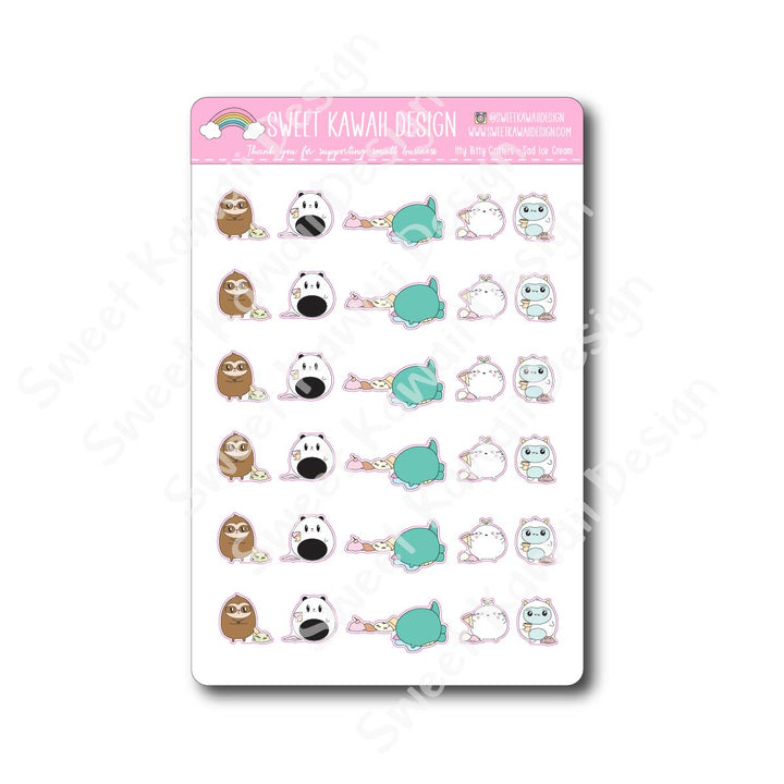 Kawaii Critter Stickers - Sad Ice Cream