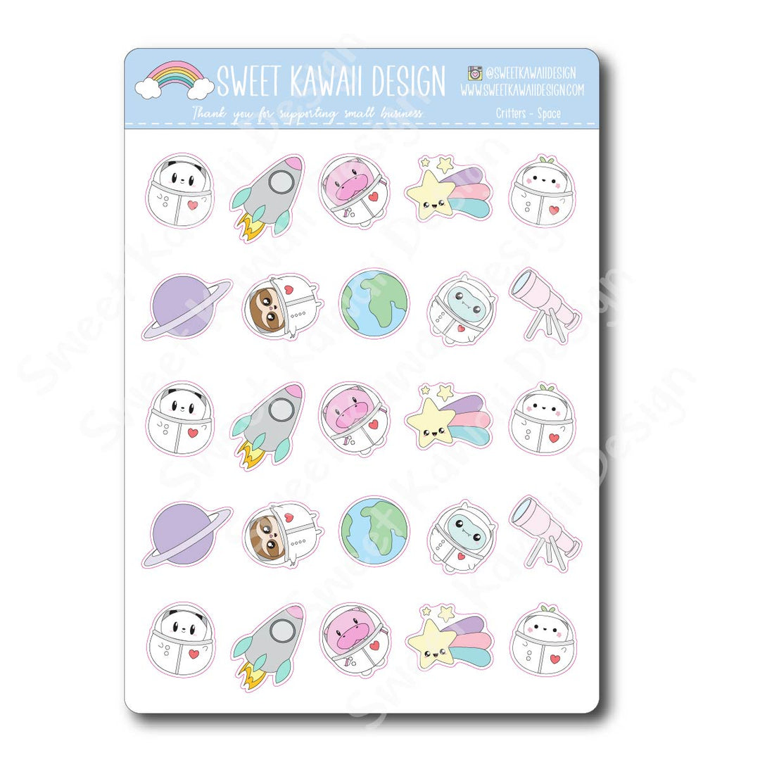 Kawaii Critter Stickers - Space