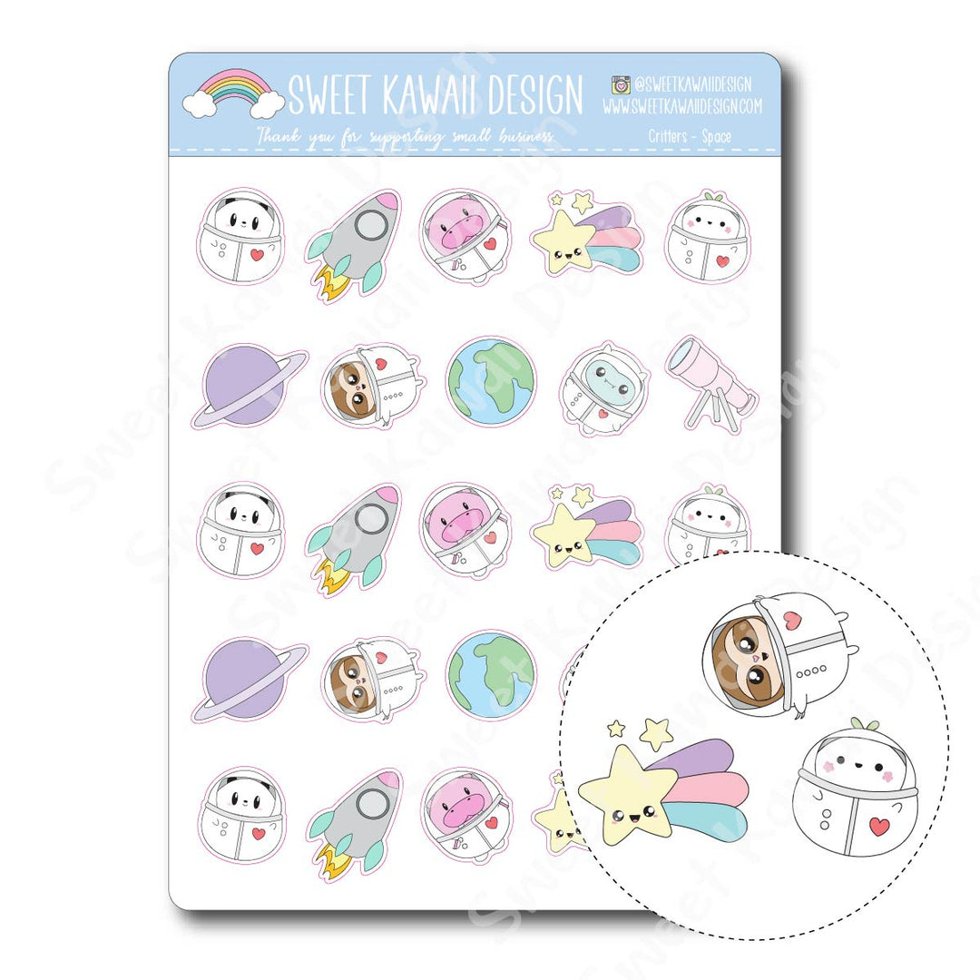 Kawaii Critter Stickers - Space